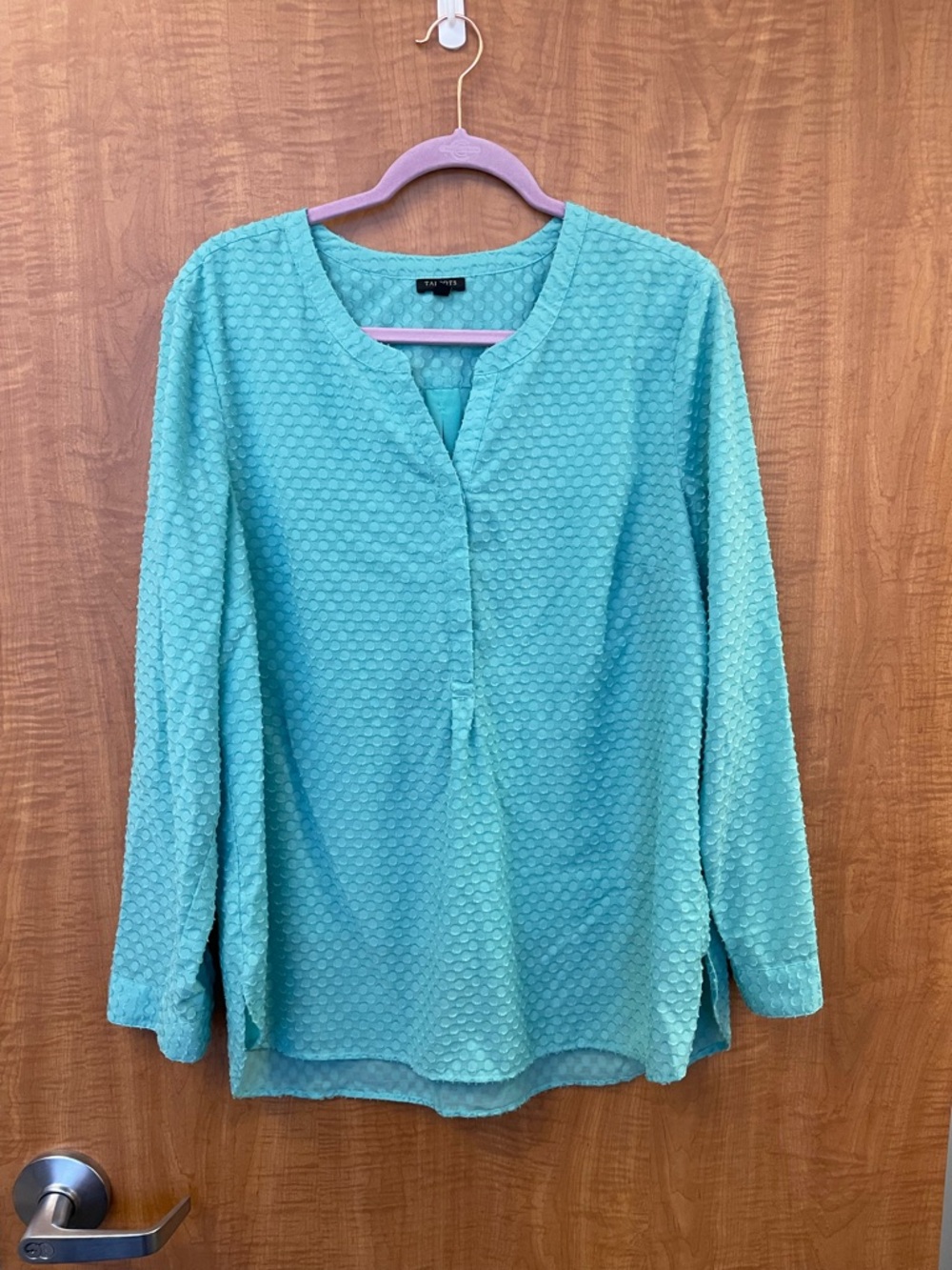 Talbots Teal Textured Long-Sleeve Blouse